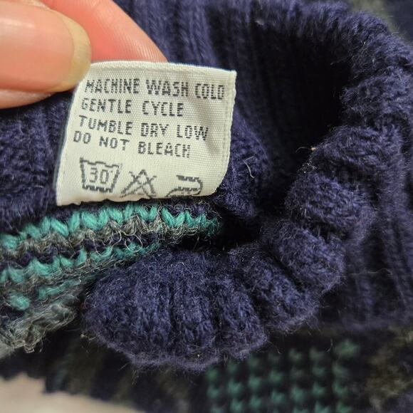 Vintage Grandpa Cardigan Sweater Zip Cosby Wool Blend Itailian Geometric XL - Picture 8 of 11